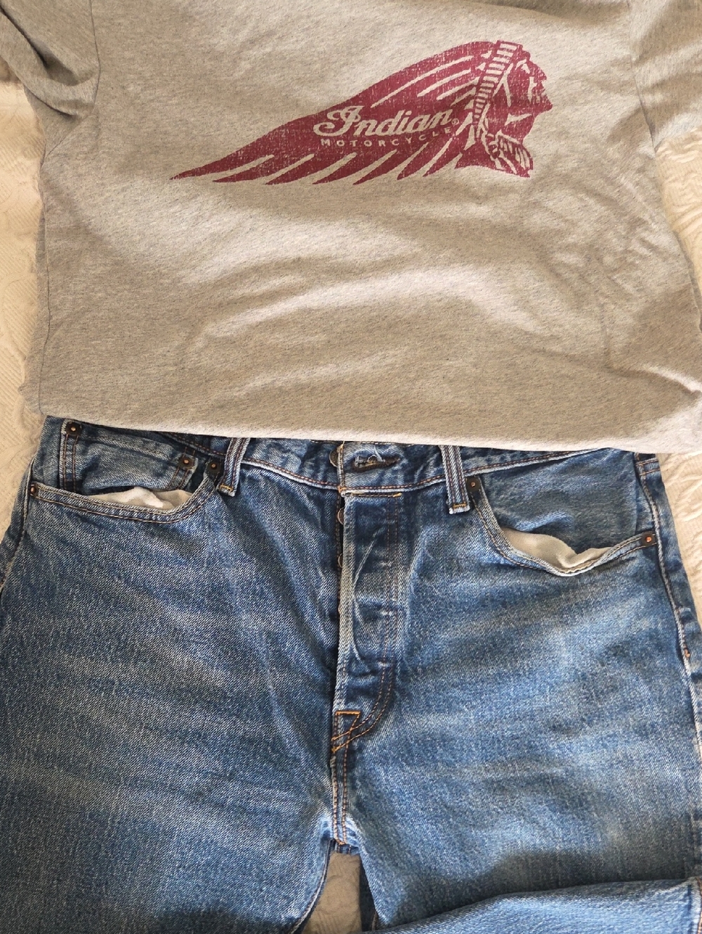 Levi's Classic Button Fly Heavy Blue Denim Jeans with Red Leather Patch